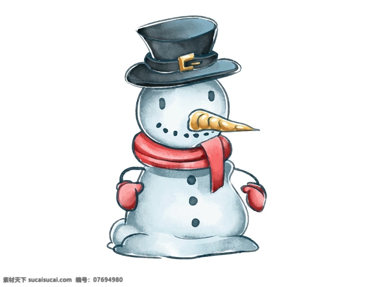 卡通 可爱 雪人 元素 小清新 礼帽 围巾 冬季 手绘 可爱雪人 ai元素 矢量元素