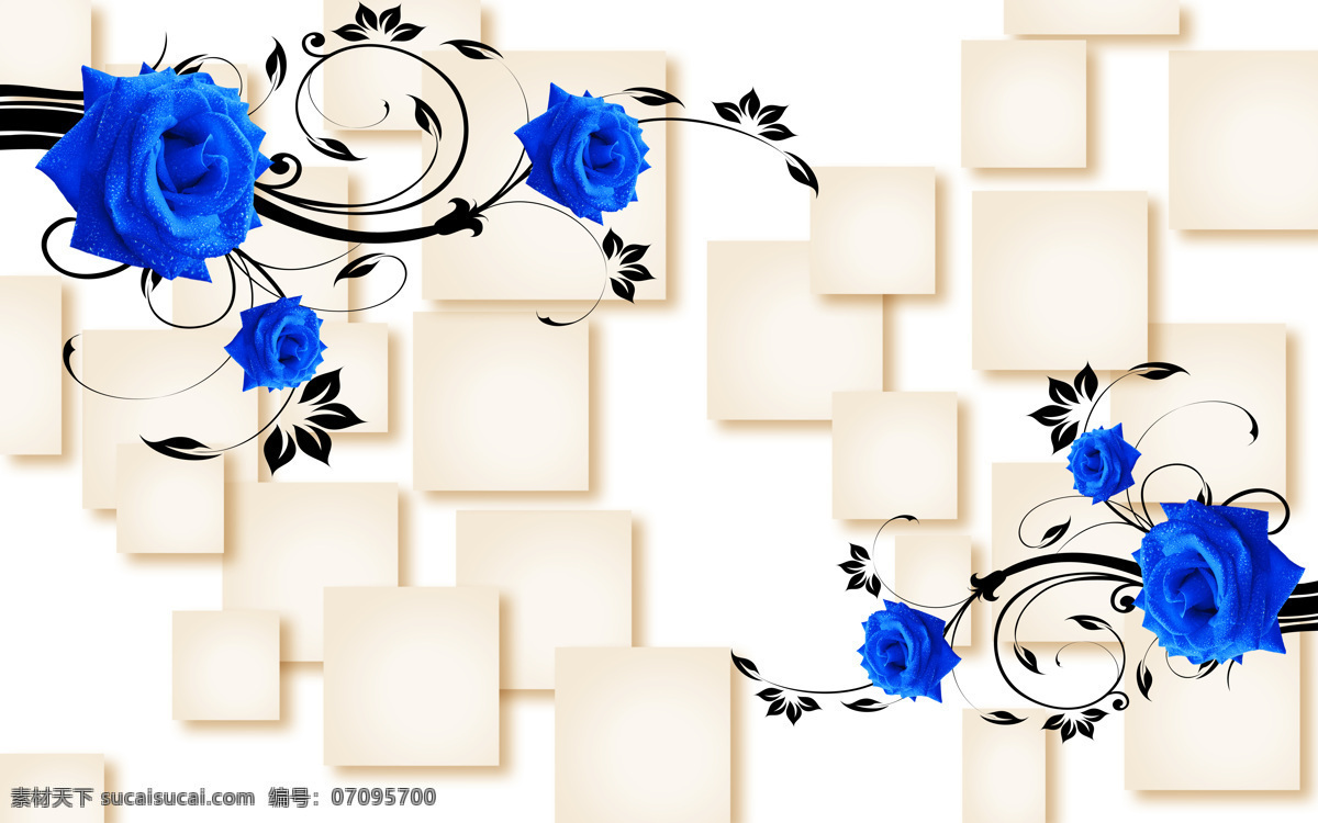 3d蓝玫瑰 玫瑰 3d 蓝 立体 白色