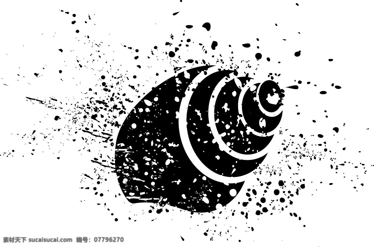水墨 动物 黑色 线性 贝壳 矢量 元素 水墨画 可爱 装饰 简约 动物装饰 水墨动物 喷墨 海贝 矢量贝壳