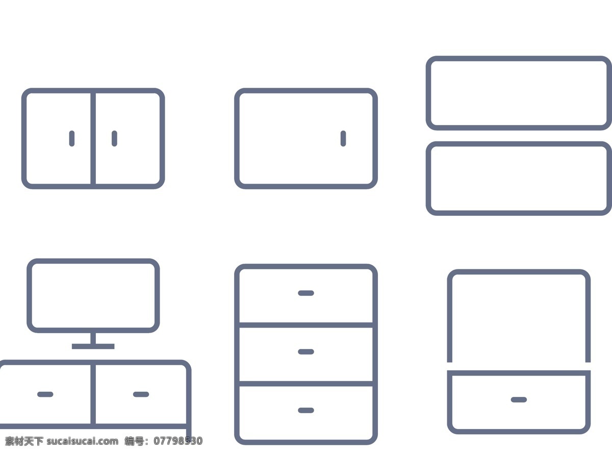 电视 电脑 线条 小 图标 柜子 家具 矢量 下载素材 源文件 免费 图标元素 小图标