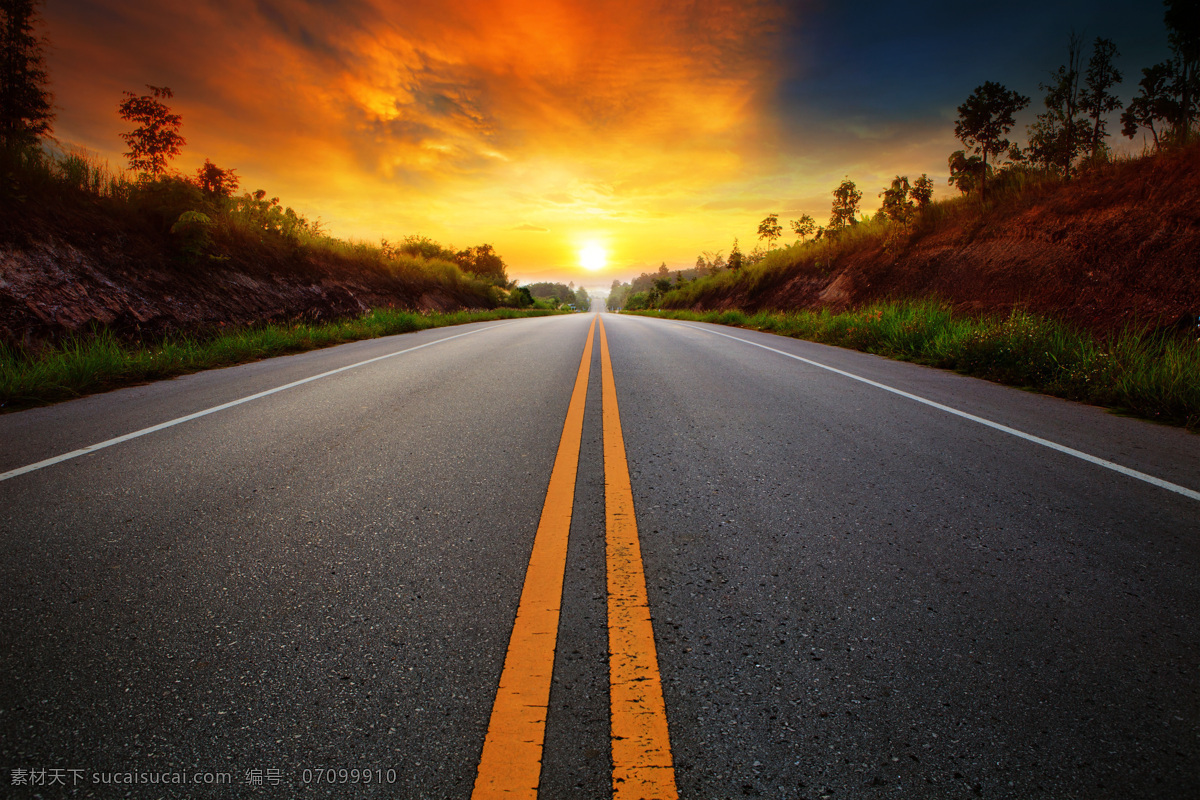 夕阳 公路 风景 公路风景 落日 道路风景 美丽风景 美丽景色 自然风光 风景摄影 美景 其他风光 风景图片