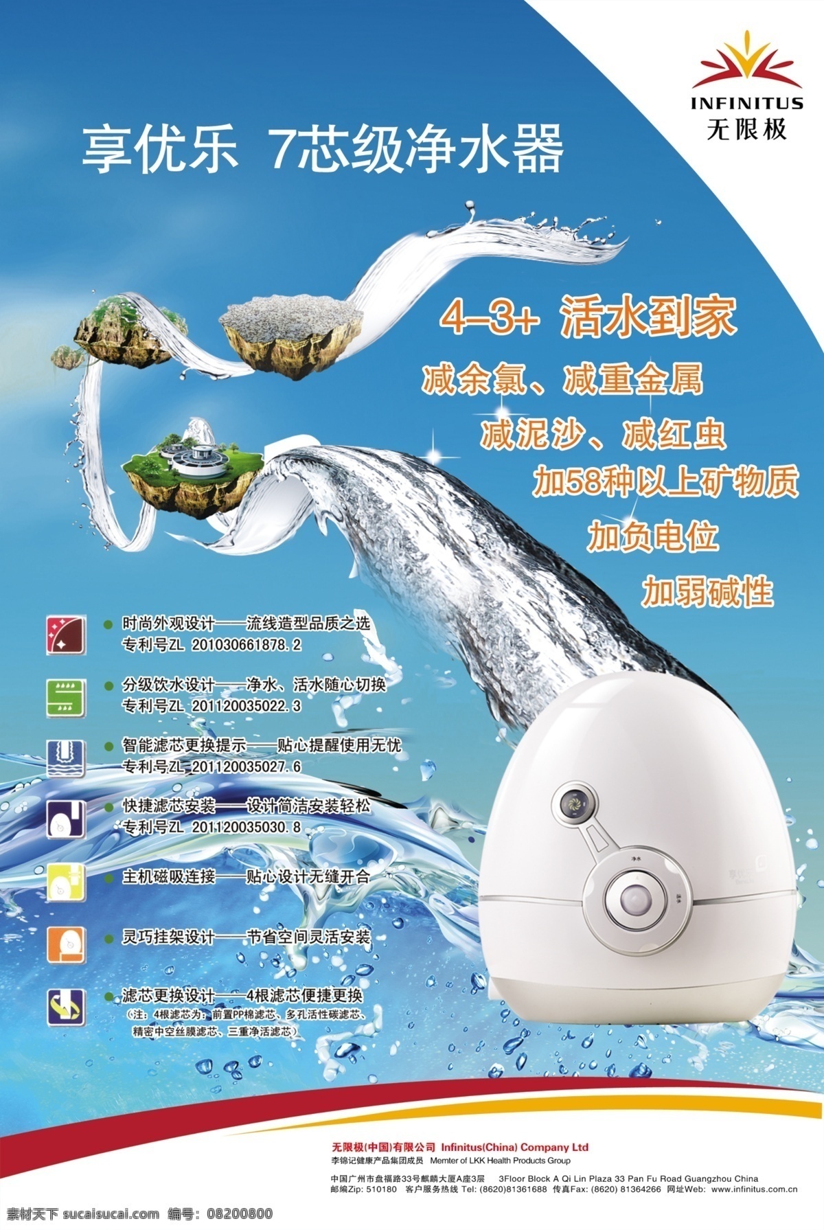 无限 极 净水器 宣传单 品牌优势 无限极 渐变 展板 蓝色 水 享优乐 dm宣传单 广告设计模板 源文件