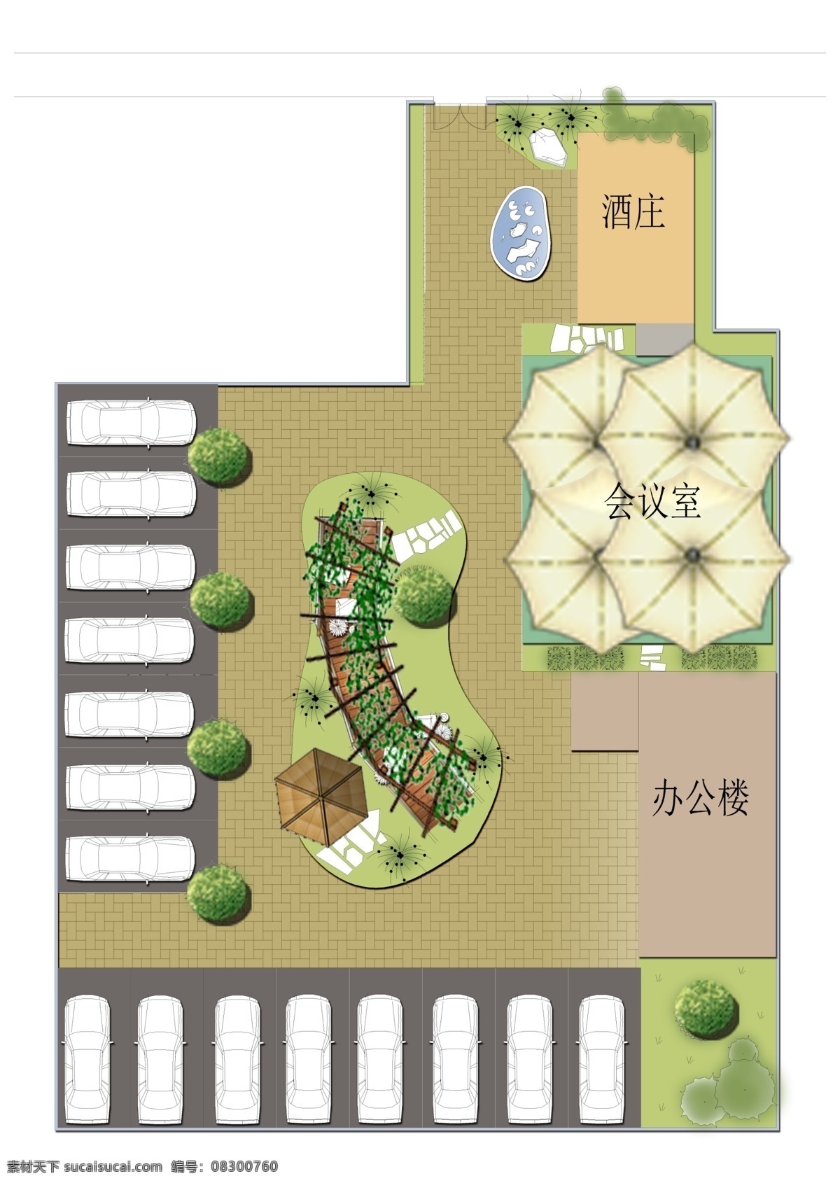 酒庄 户外 景观 车位 休闲区