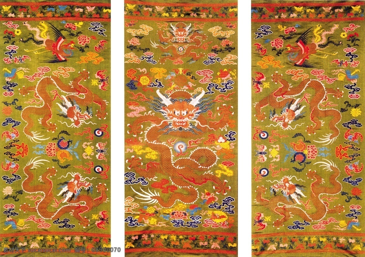 三连 画 龙 元素 中式 布纹 贴图 中国风 古典 经典 布纹贴图