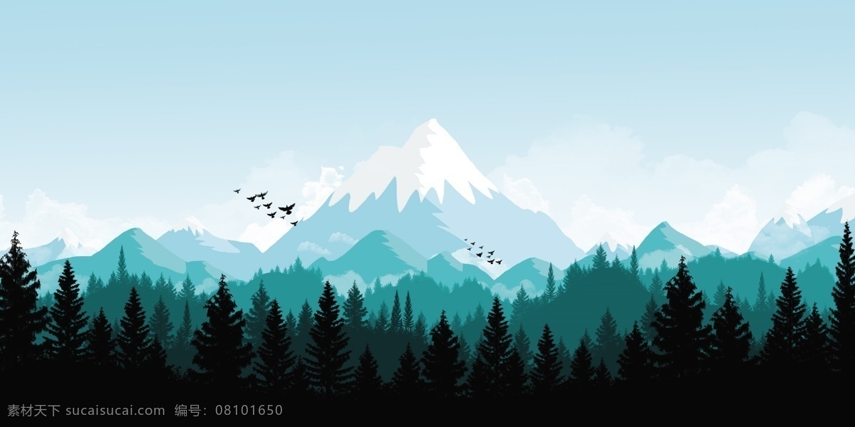雪山背景图 多边形山脉 几何时尚元素 唯美景色 连绵起伏的山 高山 户外运动 山峰图形 山图形 山形插画 自然风光 空间环境