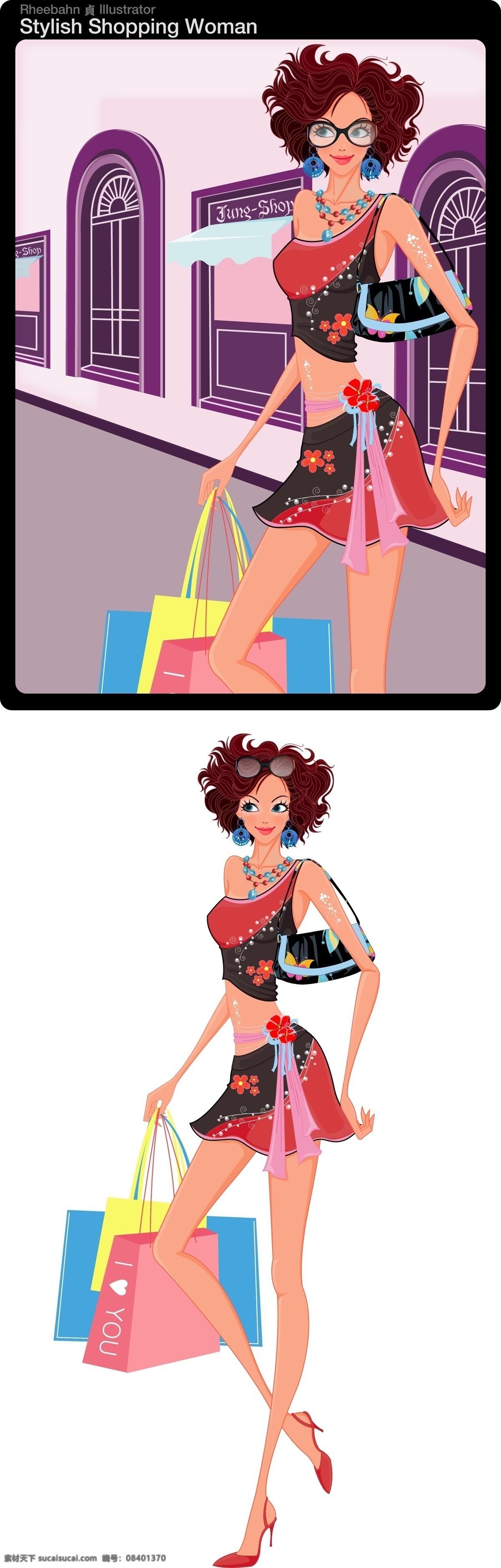 时尚购物女人 时尚 购物 精致包包 购物带 矢量人物 妇女女性 女女 矢量图库