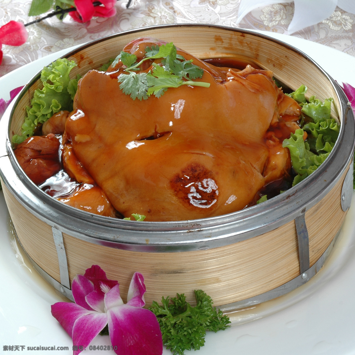蒸肘子 水晶肘子 肘子 蒸笼 餐饮美食 传统美食 摄影图库