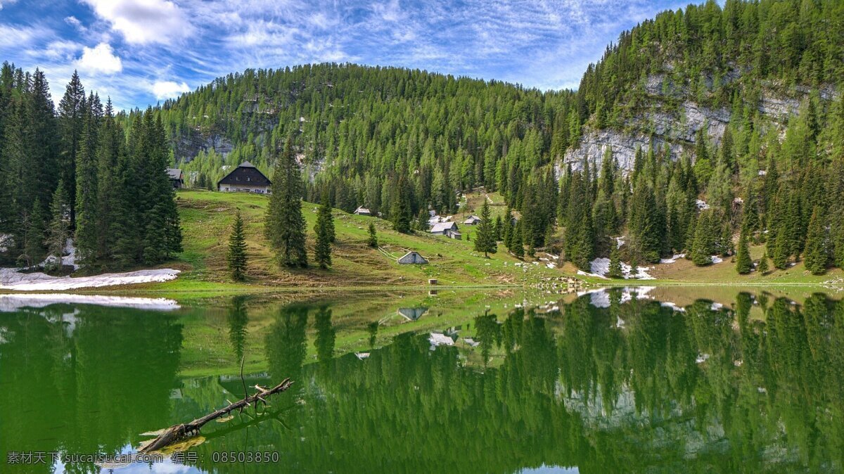 山水景观 山水 湖水 蓝天白云 森林 大自然 自然景观 山水风景