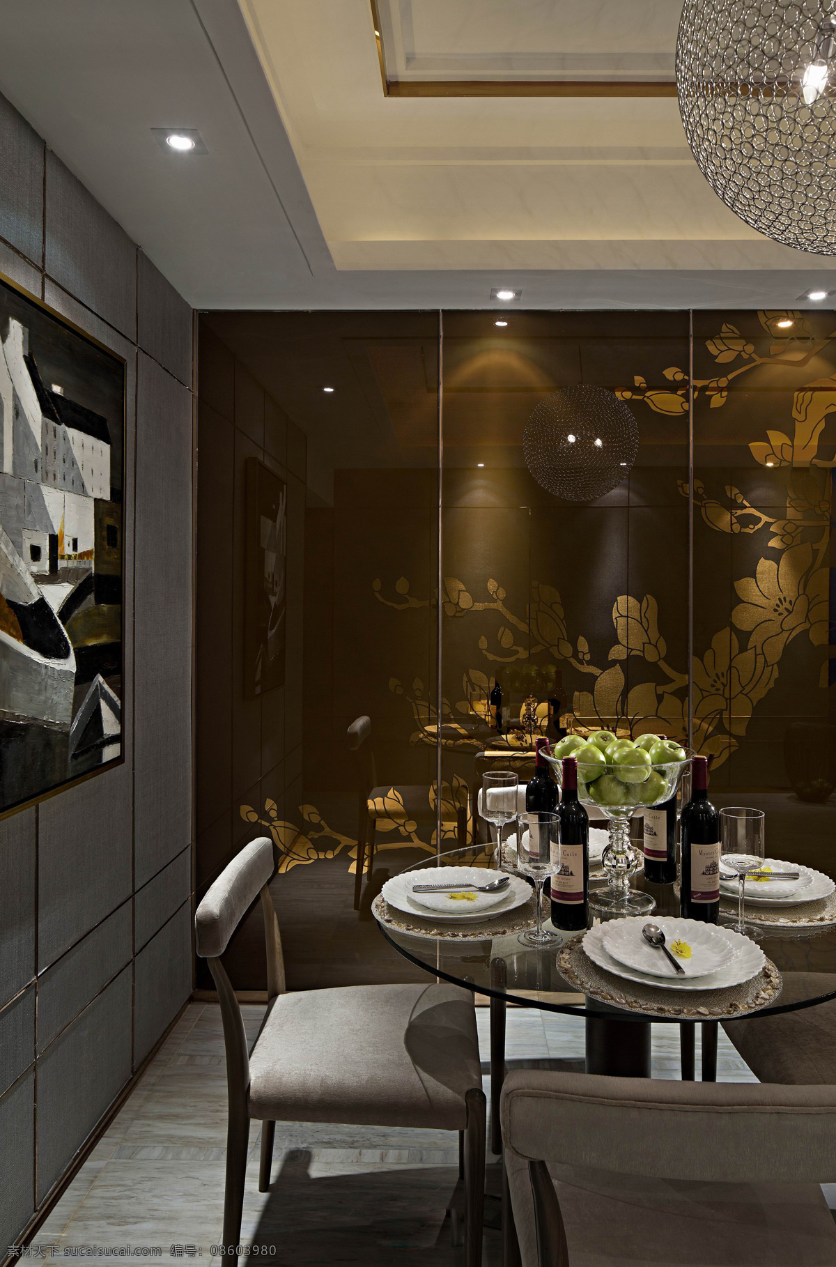 现代 简约 风 室内设计 餐厅 装饰画 效果图 餐桌 餐桌椅 餐具 家装