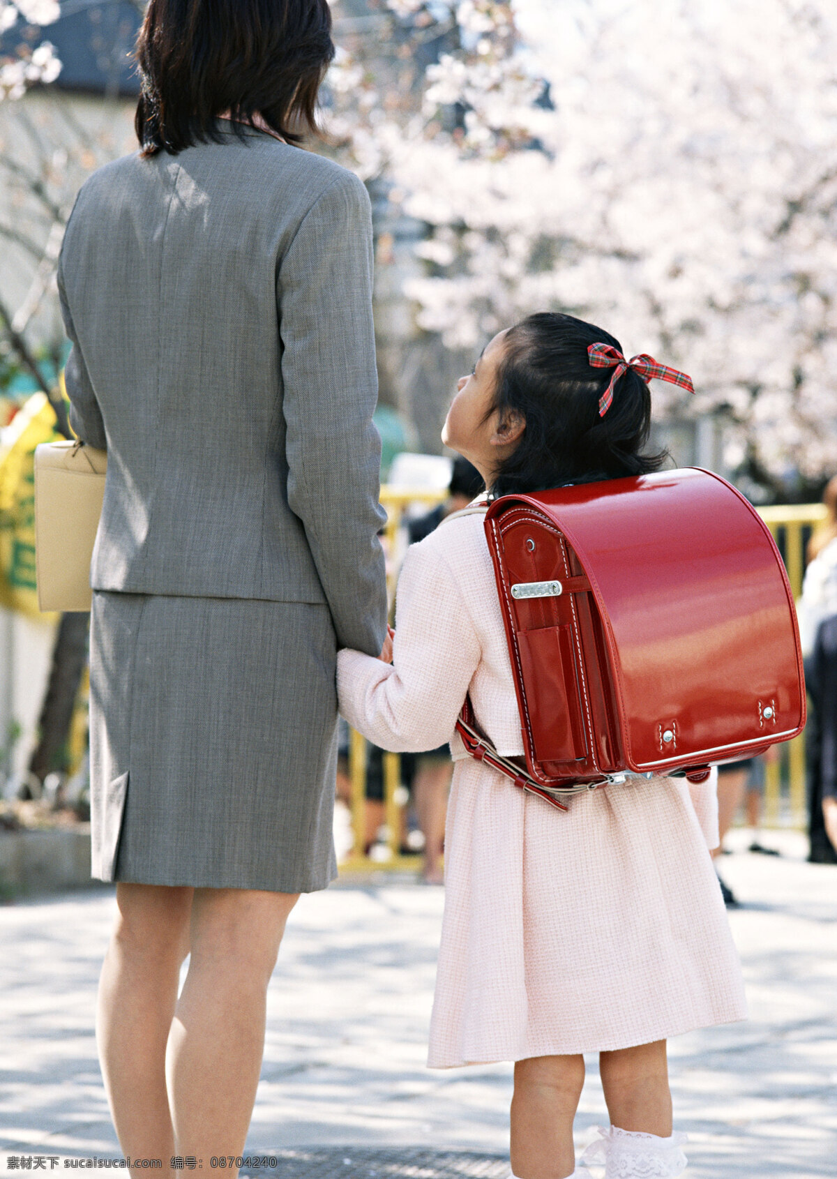 红色 书包 花朵 树枝 红色书包 节日素材 其他节日