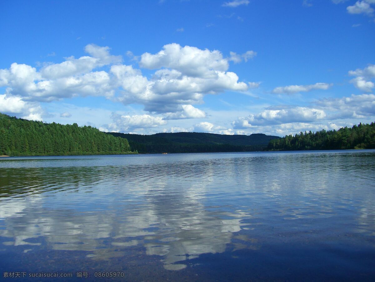 加拿大 安大略湖 湖口 蓝天 湖水 绿树 国外风情 加拿大风情 国外旅游 旅游摄影
