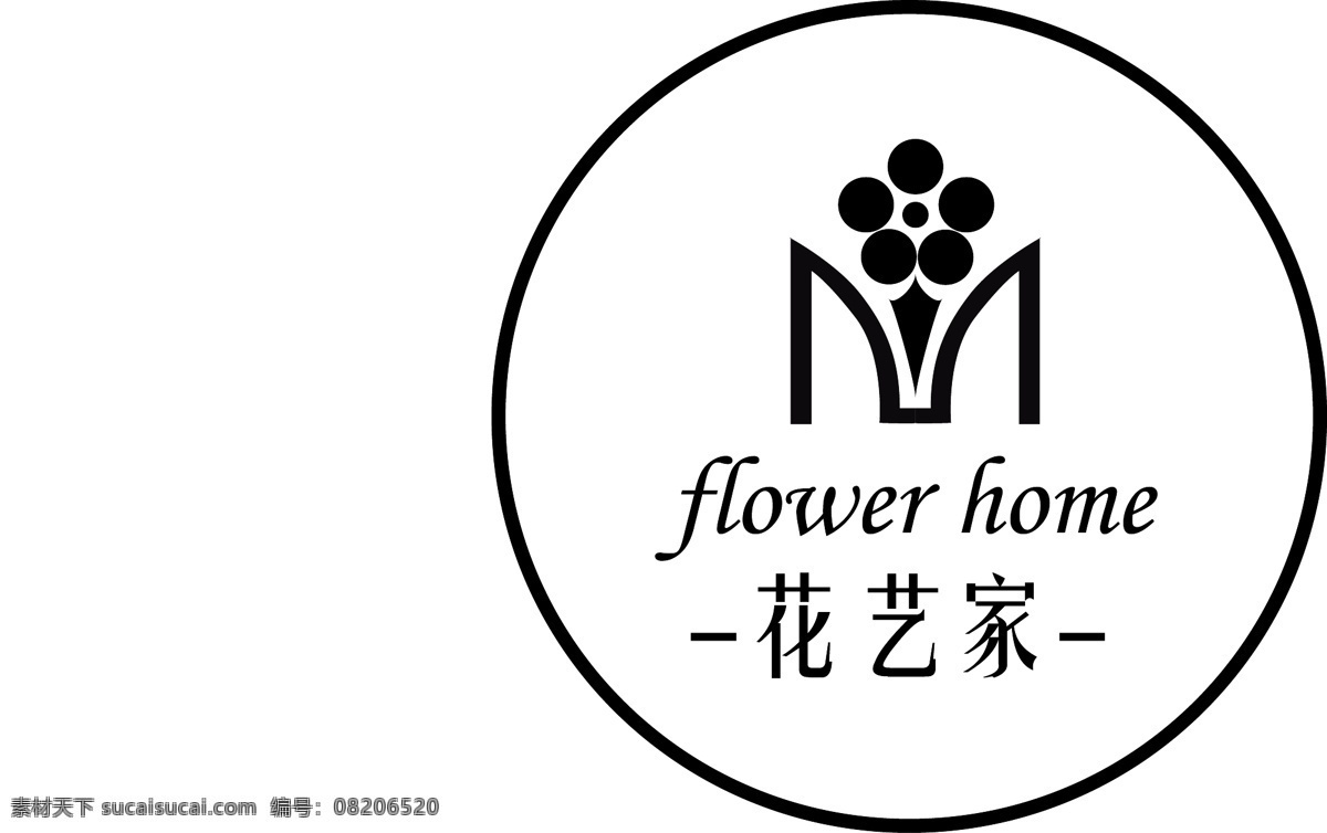 花艺 家 logo 花 艺术 m 圆