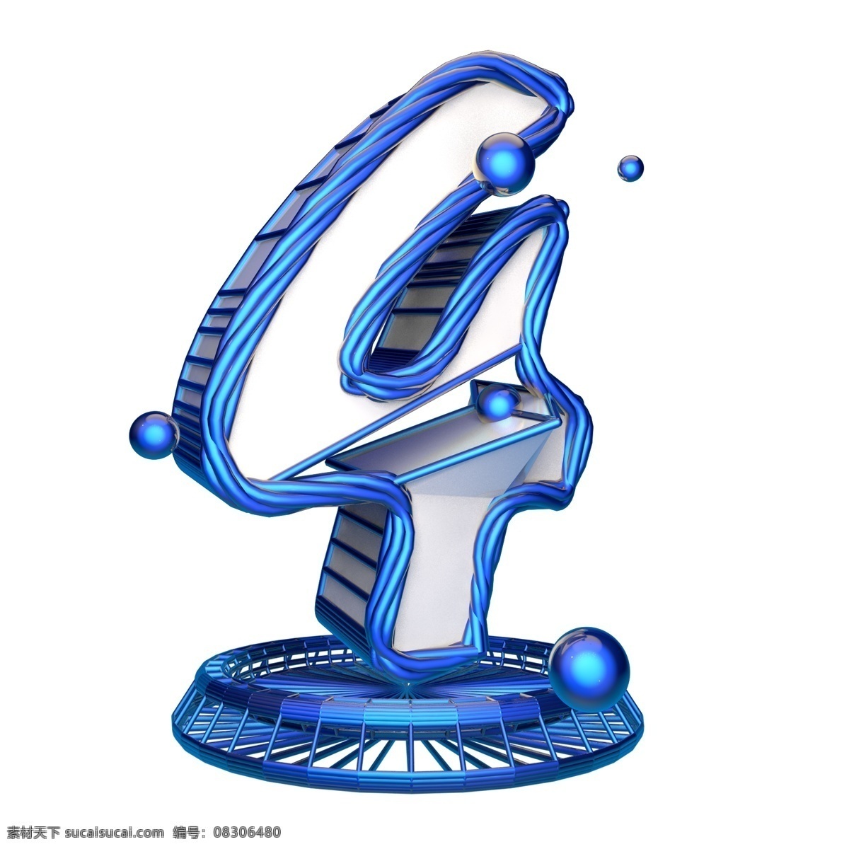 科技 蓝 倒计时 数字 商用 立体字 科技蓝 c4d字体 科技感倒计时 原创数字 数字4 3d字体 炫彩蓝