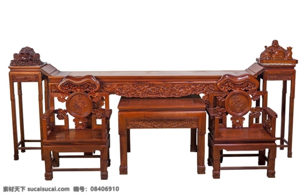 古典中堂桌 中堂 红木雕花 中堂茶具 茶具 红木茶具 茶桌 雕花茶桌 雕花桌 仿古桌 ps分层素材 分层