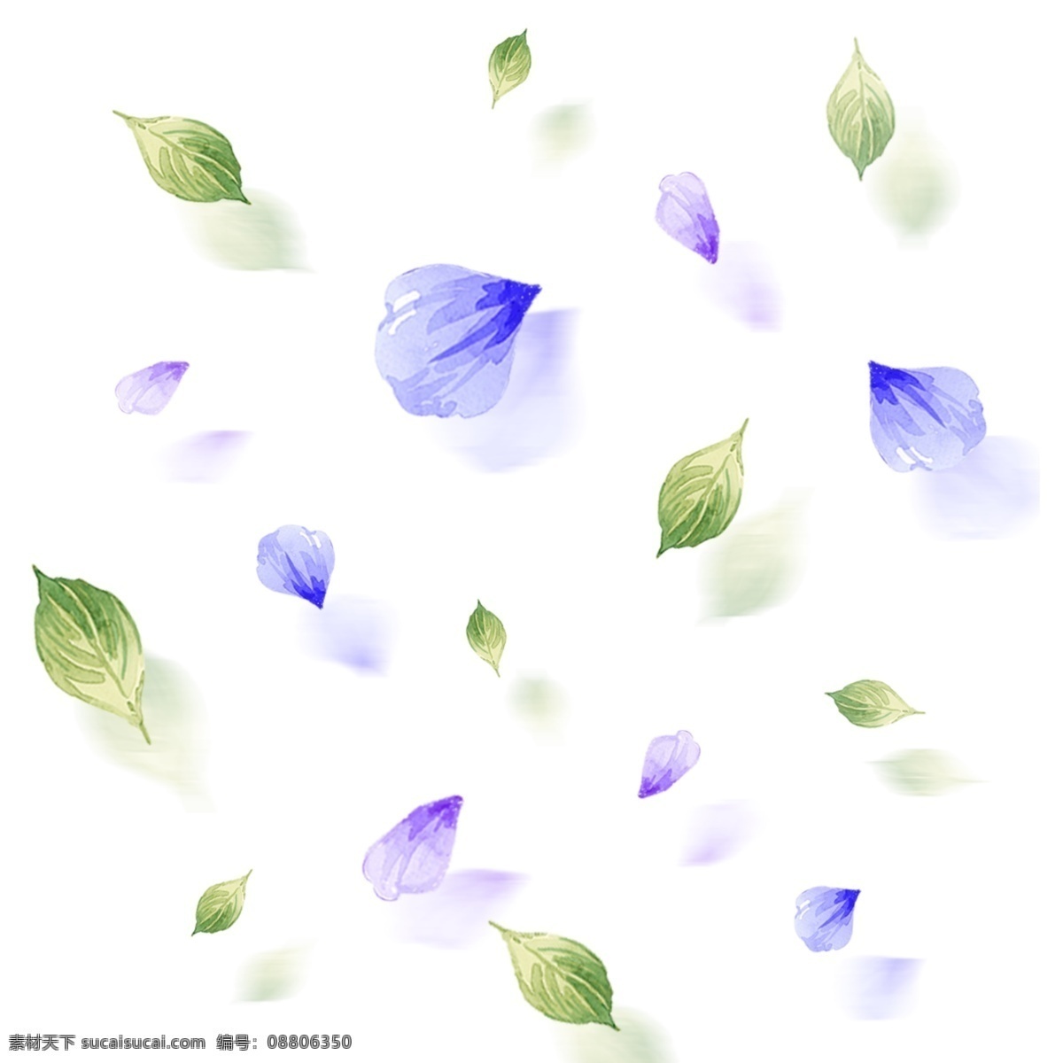 水彩 手绘 漂浮 花瓣 树叶 元素 树叶元素 花瓣元素 小清新 花瓣树叶漂浮