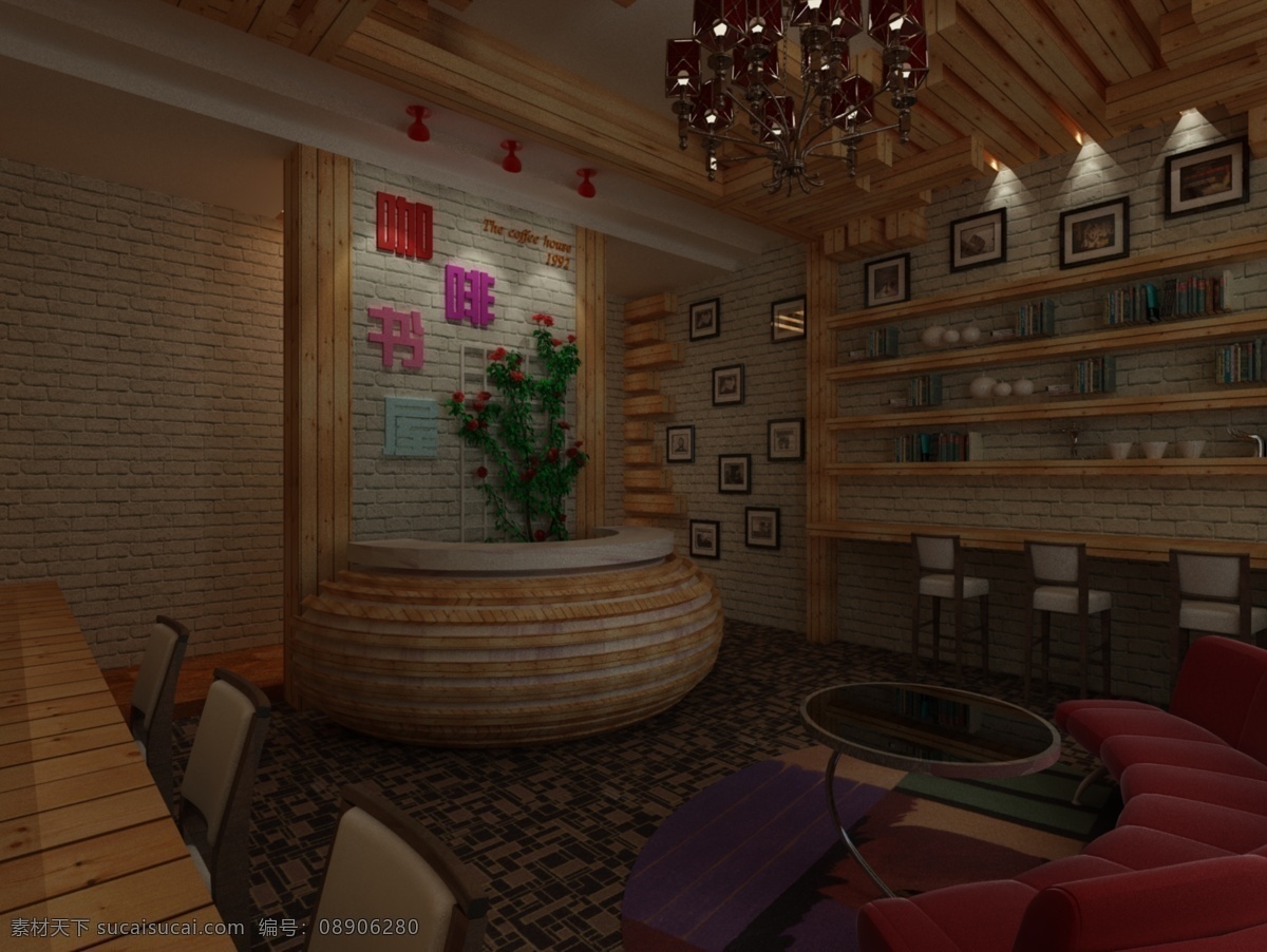 咖啡 书屋 休闲 桌椅 咖啡餐厅 原创设计 原创3d模型