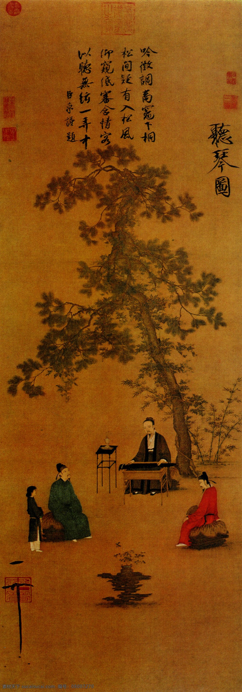 古代 人物图片 听 琴 图 传统文化 古典图案 古典文化 古画 古画背景 古画人物 古画素材 古画图片 古画欣赏 古树 听琴图 古代人物图 中国文化 文化艺术