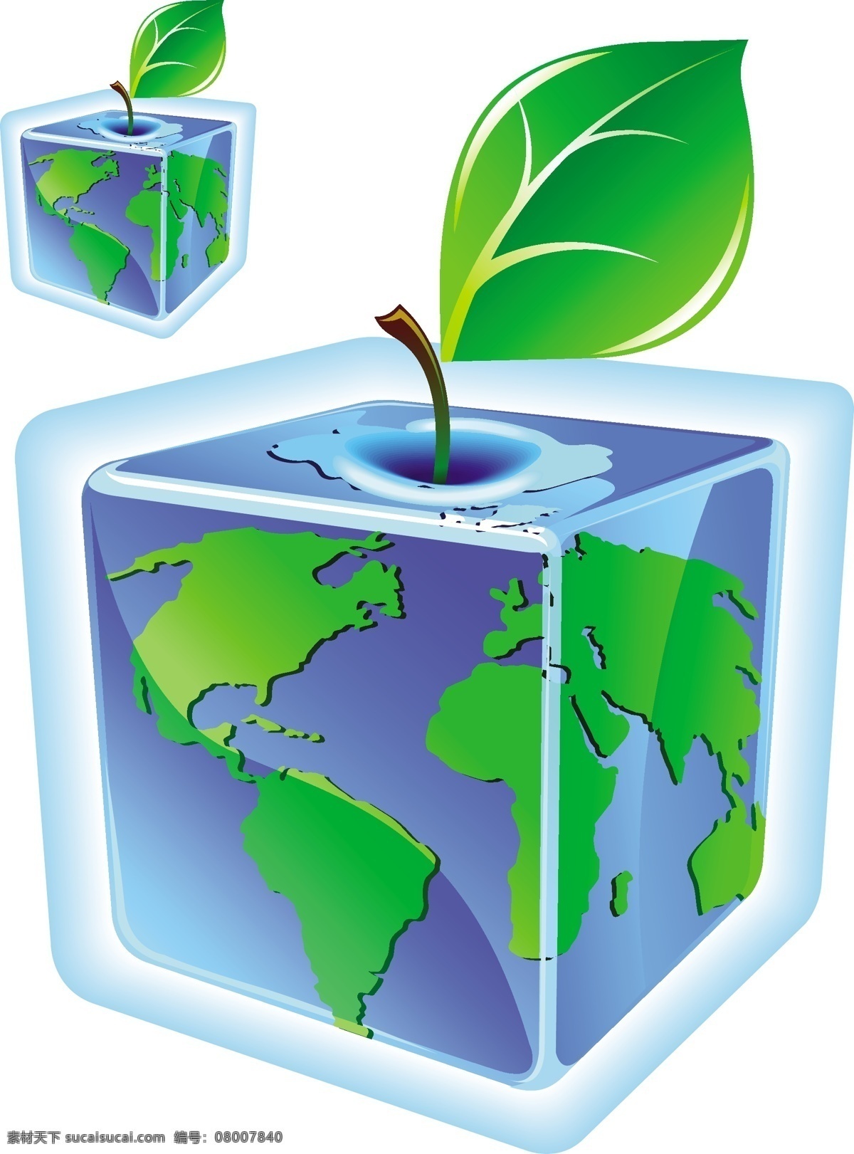 融化 效果 冰块 矢量 eps格式 地球矢量 环保矢量 绿叶矢量素材 立体冰块矢量 矢量图 其他矢量图