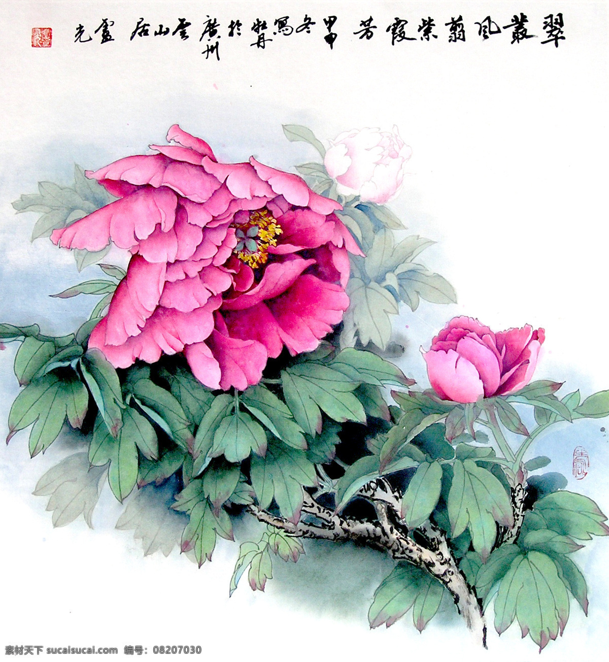 富贵天下 洛阳 牡丹 国画 工笔 绘画书法 文化艺术