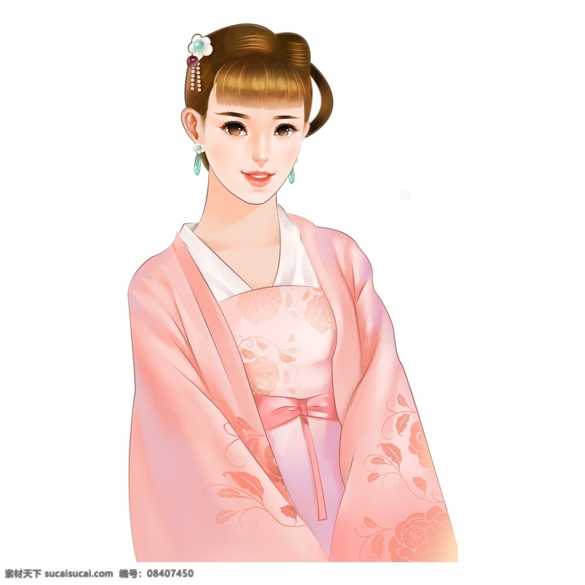 唯美 古代 少女 人物 插画 古典 卡通 古风元素 人物素材 汉服 少女人物