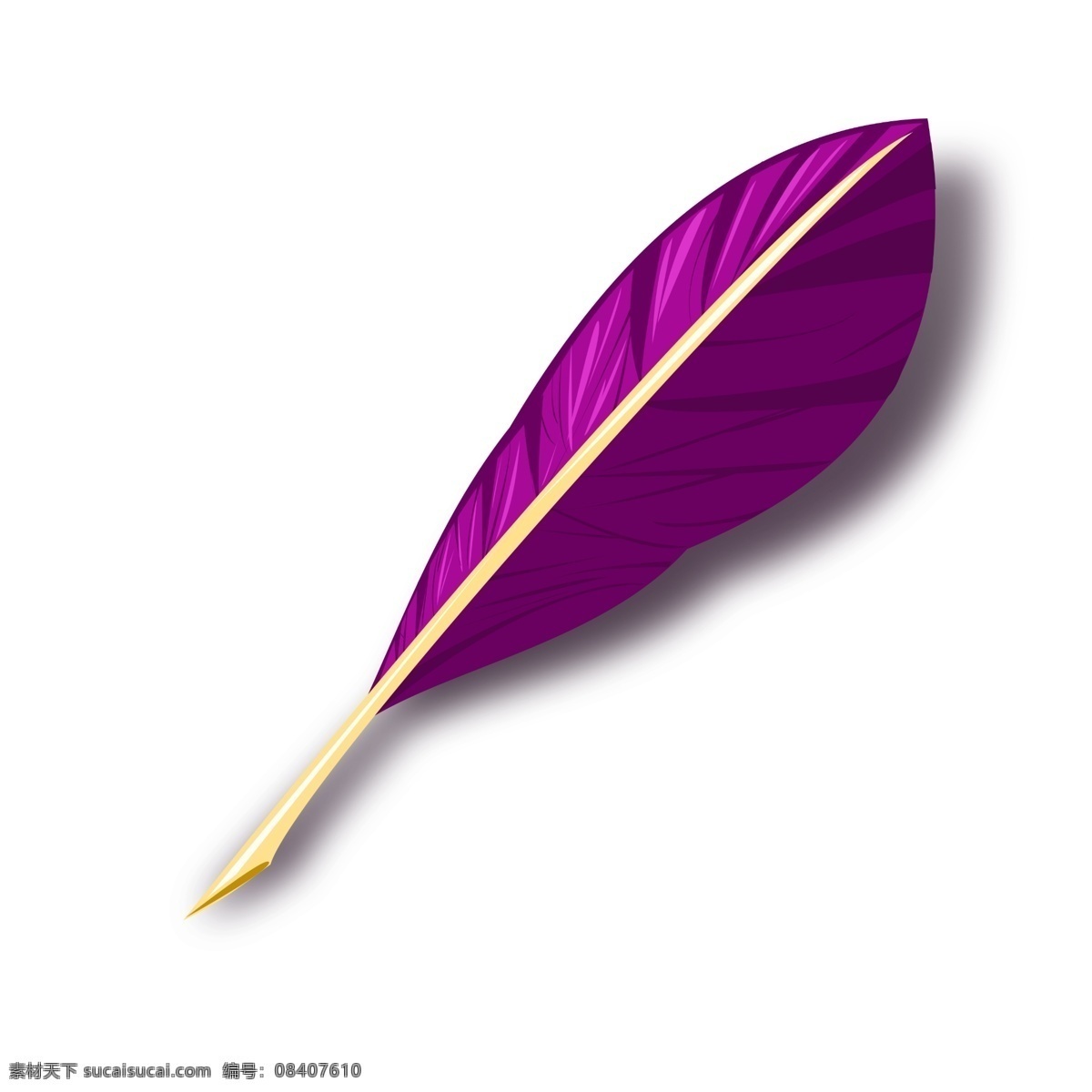 漂亮 羽毛 钢笔 插画 羽毛钢笔 一支笔 创意笔 羽毛钢笔插画 紫色钢笔 创意羽毛钢笔 紫色树叶笔