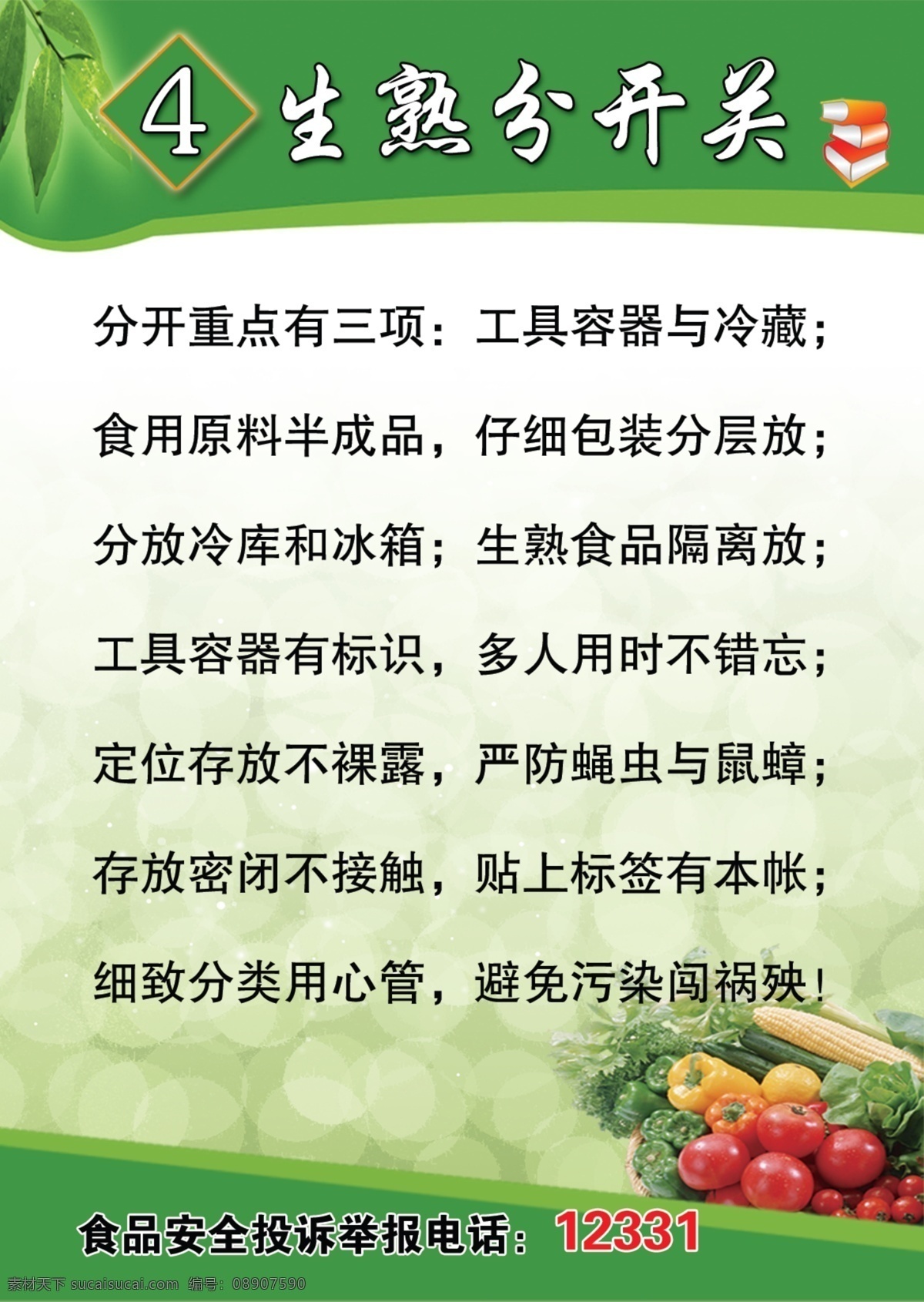 生熟分开关 展板 8关 食品 卫生 绿色 展板模板