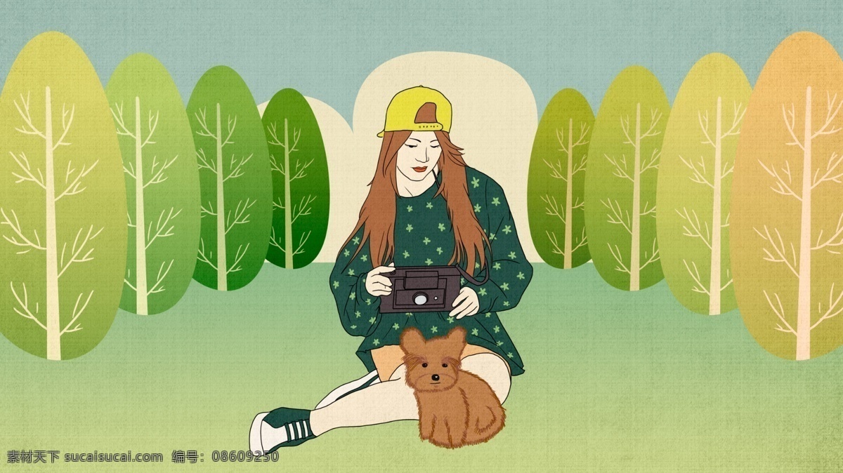 相机 少女 狗 场景 插画 夏季 绿色 旅游 朋友圈配图 夏令营 夏天 夏日 放假季 放假 手机壁纸 插图 配图 微博配图 公众号配图 文章配图 summer 复古 郊外 郊区 放松 悠闲