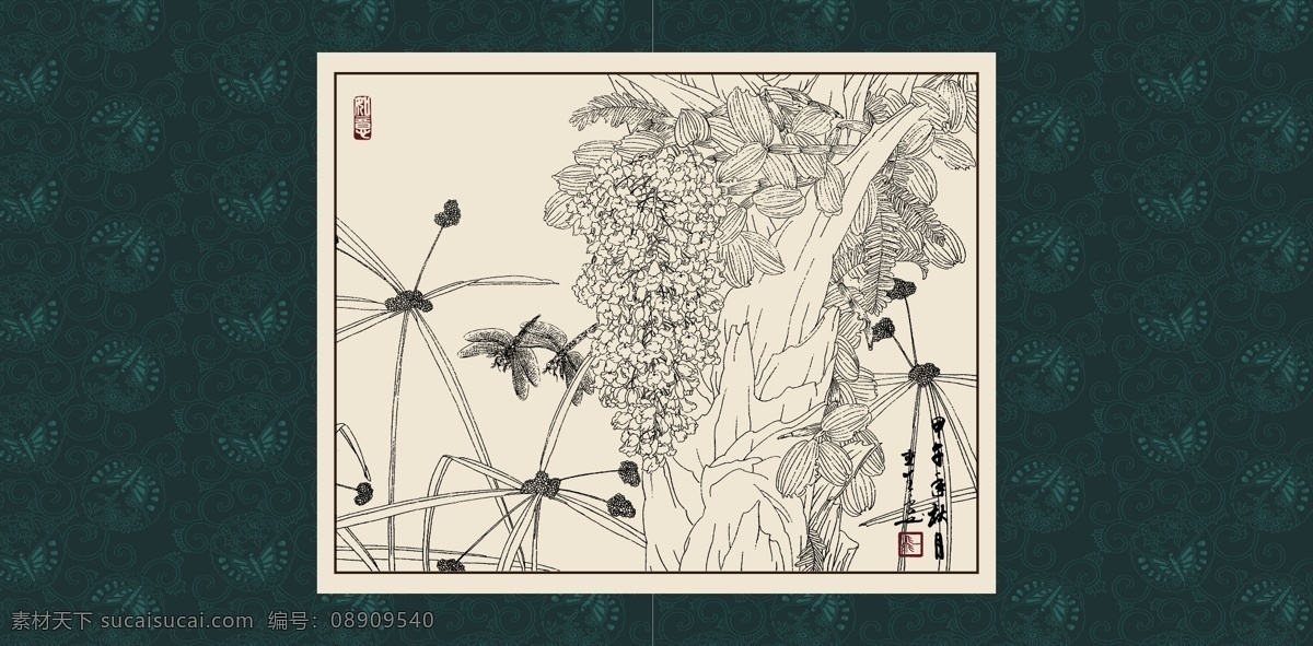 石斛兰 绘画 白描 线描 手绘 国画 轮廓 印章 书法 装裱 植物 花卉 花草 花鸟 工笔 写实 写生 毛笔画 昆虫 白描兰花 文化艺术 绘画书法