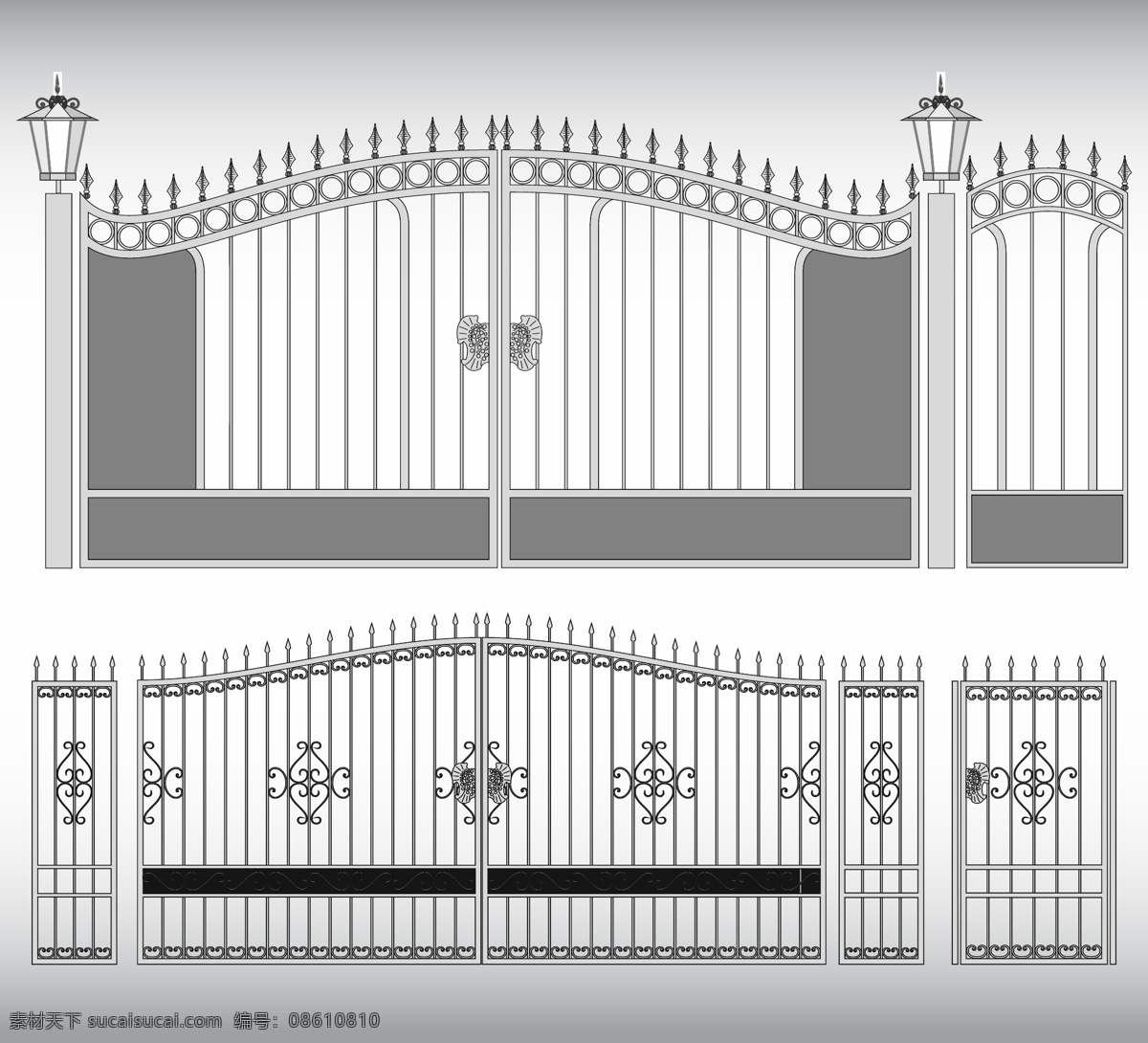 矢量铁门设计 欧式 门 铁门 时尚花纹 花纹 其他模板 矢量素材 白色