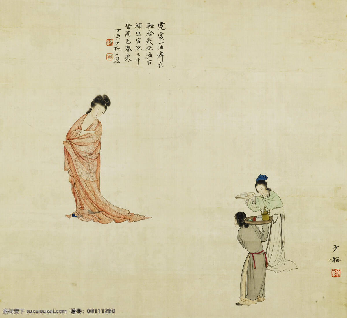 陈少梅作品 民国 时期 著名画家 贵妃醉酒 霓裳羽衣曲 四大美女之一 世纪 中国 国画 中国古画 绘画书法 文化艺术