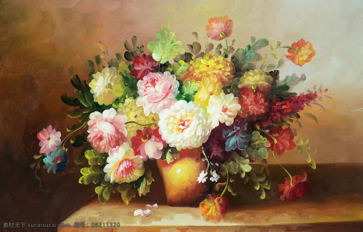 花朵 花卉 花木 花瓶 绘画书法 美术 盛开 花香四季 油画 鲜花 油画艺术 油画作品40 文化艺术 装饰素材