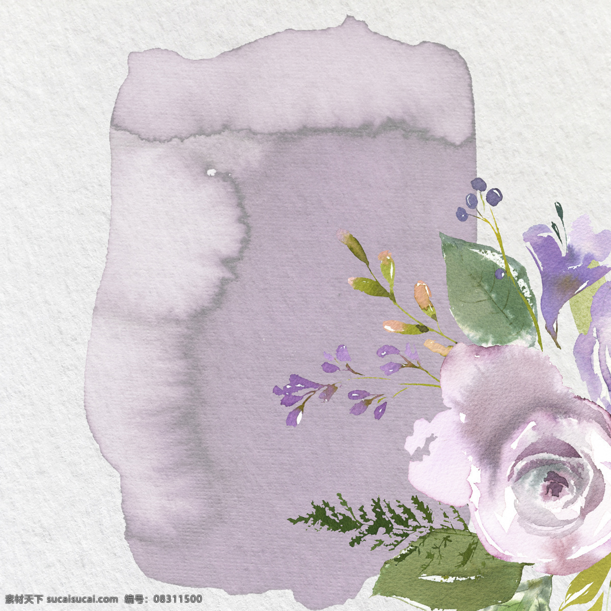 手绘 紫色 牛皮纸 背景 花墙 背景素材 花卉 绿色 水彩 渲染 叶子 晕染
