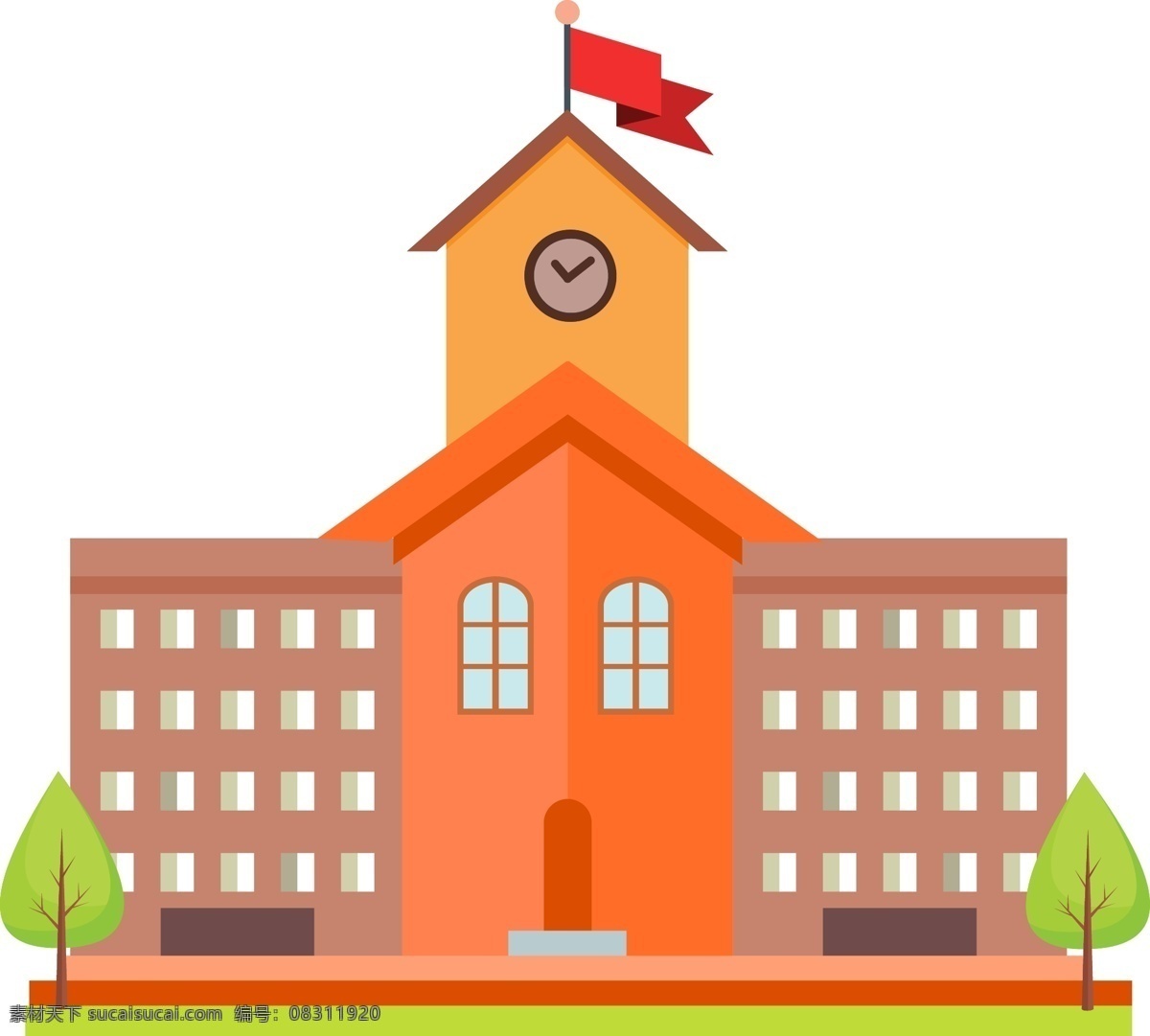 简单 学校 景观 元素 创造性的 图解的 时尚的 简单的 建筑 画报 矢量 要素 风格 叶