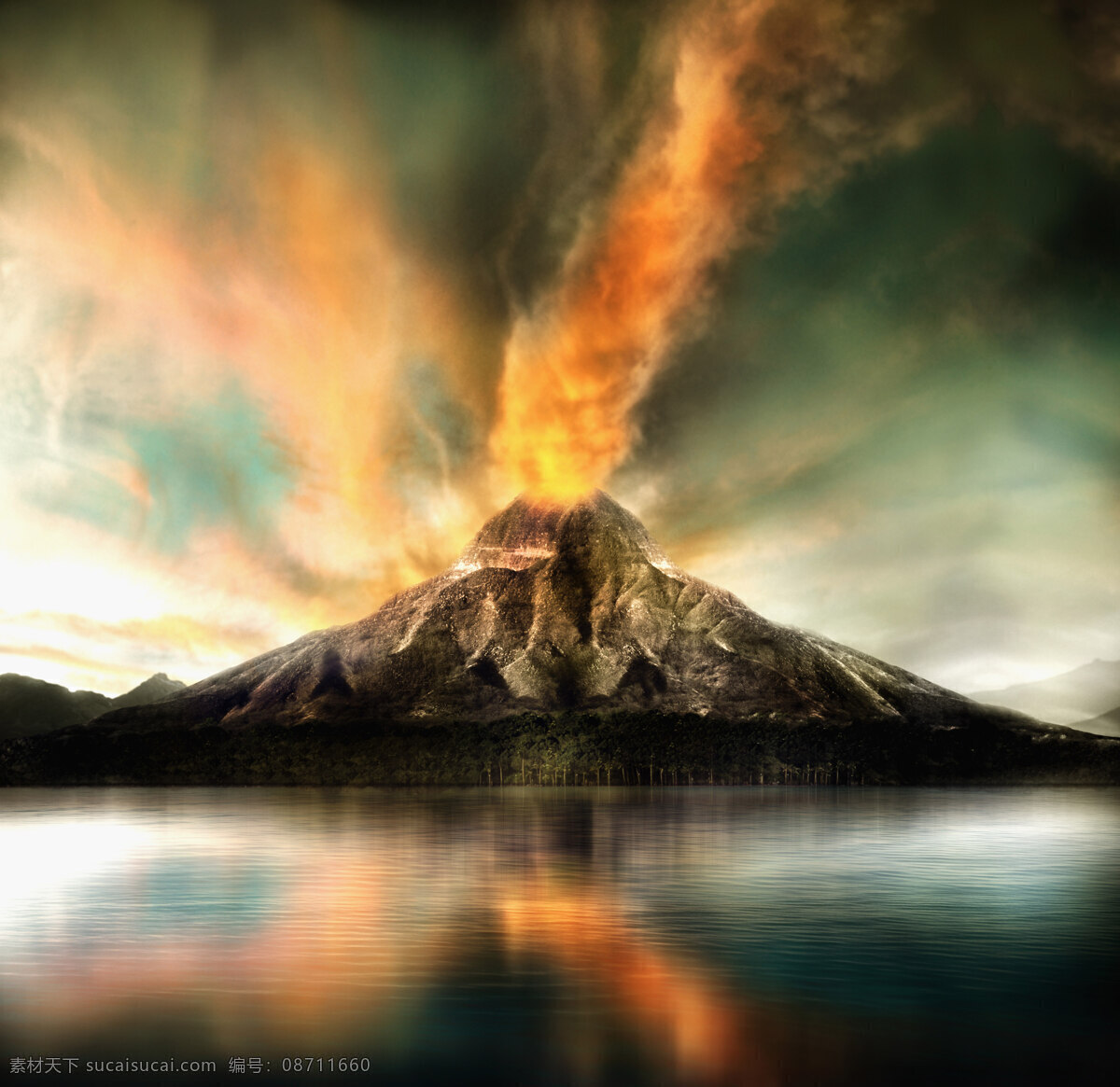 高清 未来 科幻 图 火山喷发 美丽 色彩 现代科技