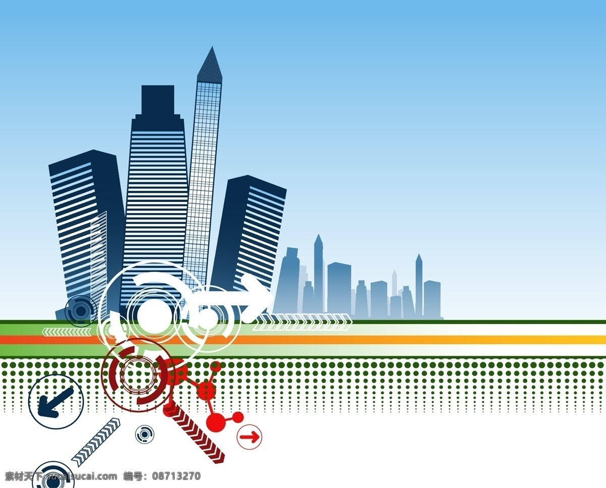 标志 建好 建筑 城市 高楼 矢量建筑物 动感箭头 矢量图 花纹花边