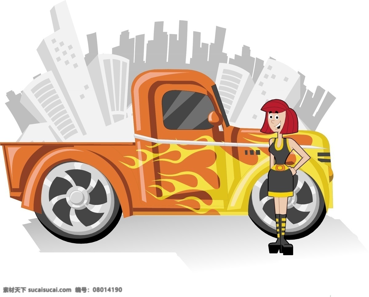 可爱 的卡 通 人物 汽车 城市 卡通人物 卡通素材 矢量 矢量图 其他矢量图