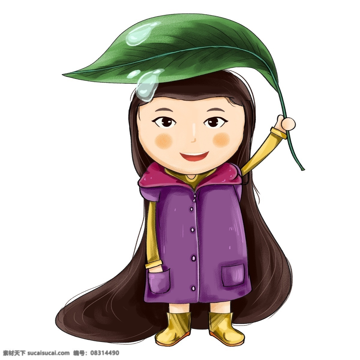 一个 漂亮 女孩 免 抠 图 可爱女孩 人物 树叶 绿色 免抠图 漂亮女孩 长发女孩