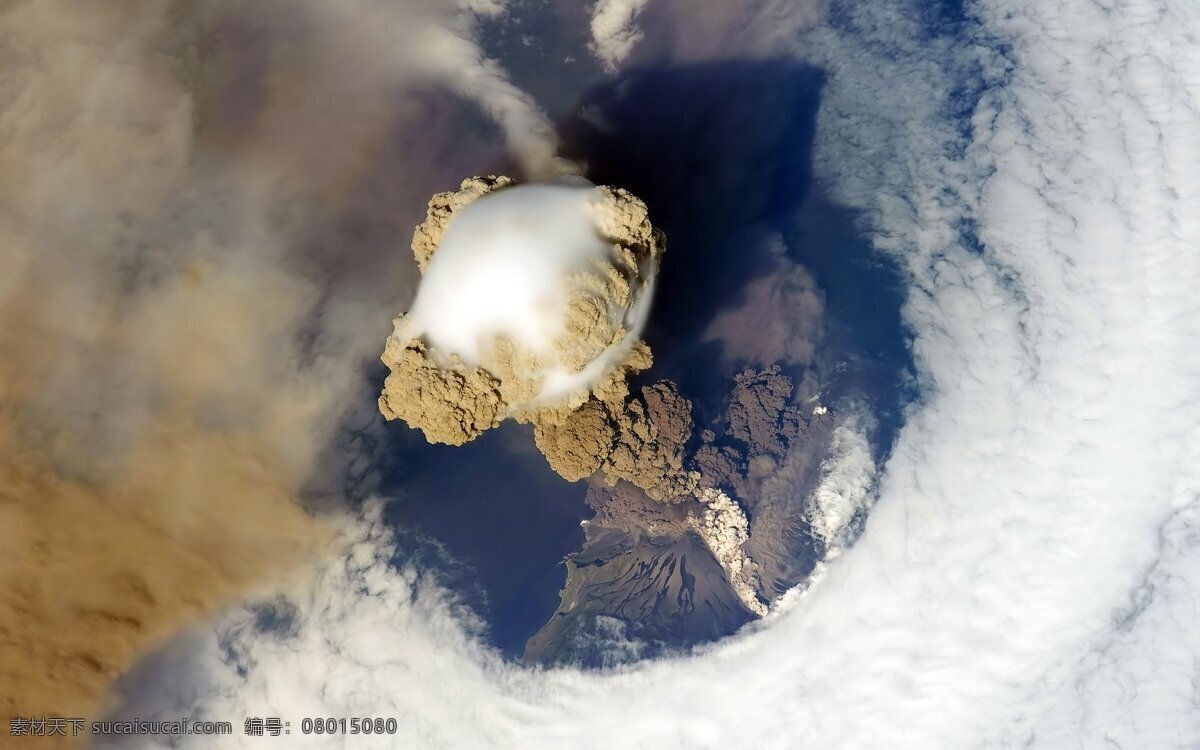 火山爆发 壮观 俯视 灰色