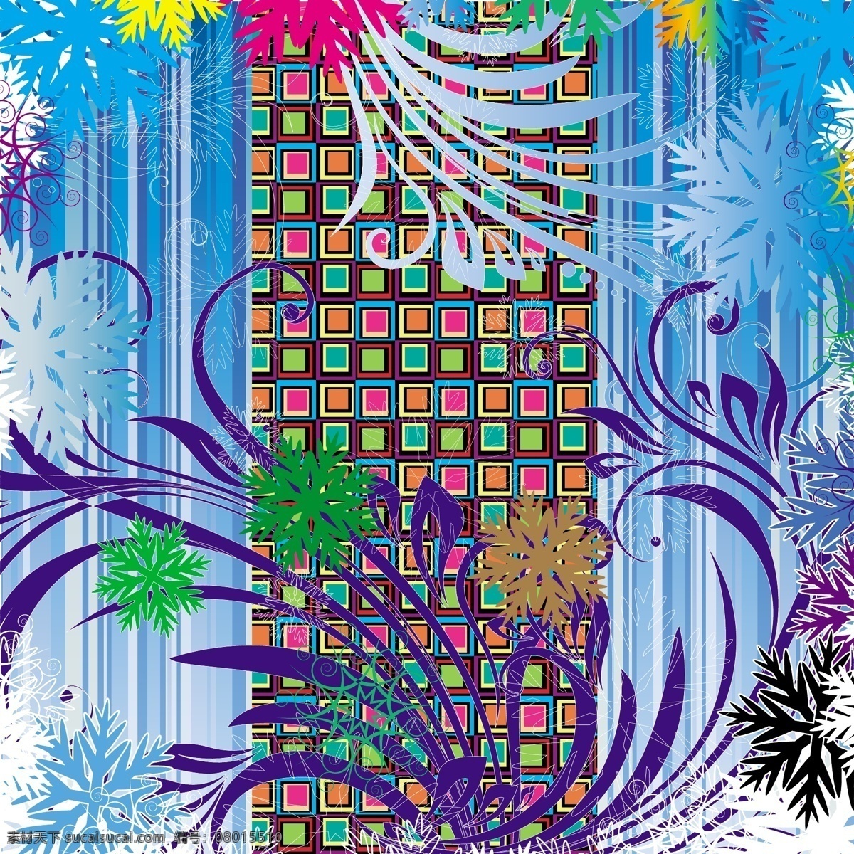 矢量素材 丰富多彩的 sno 彩色 雪花 矢量 白色