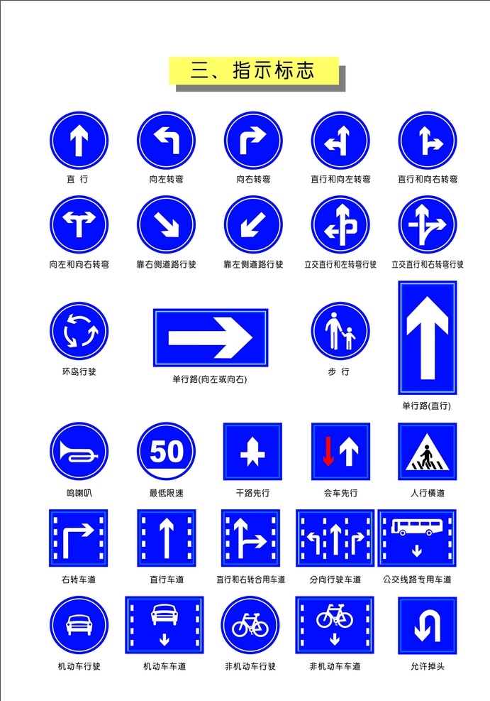 标准 交通 指示 标志 交通标志 矢量标志 禁令标志 警告标志 指示标志