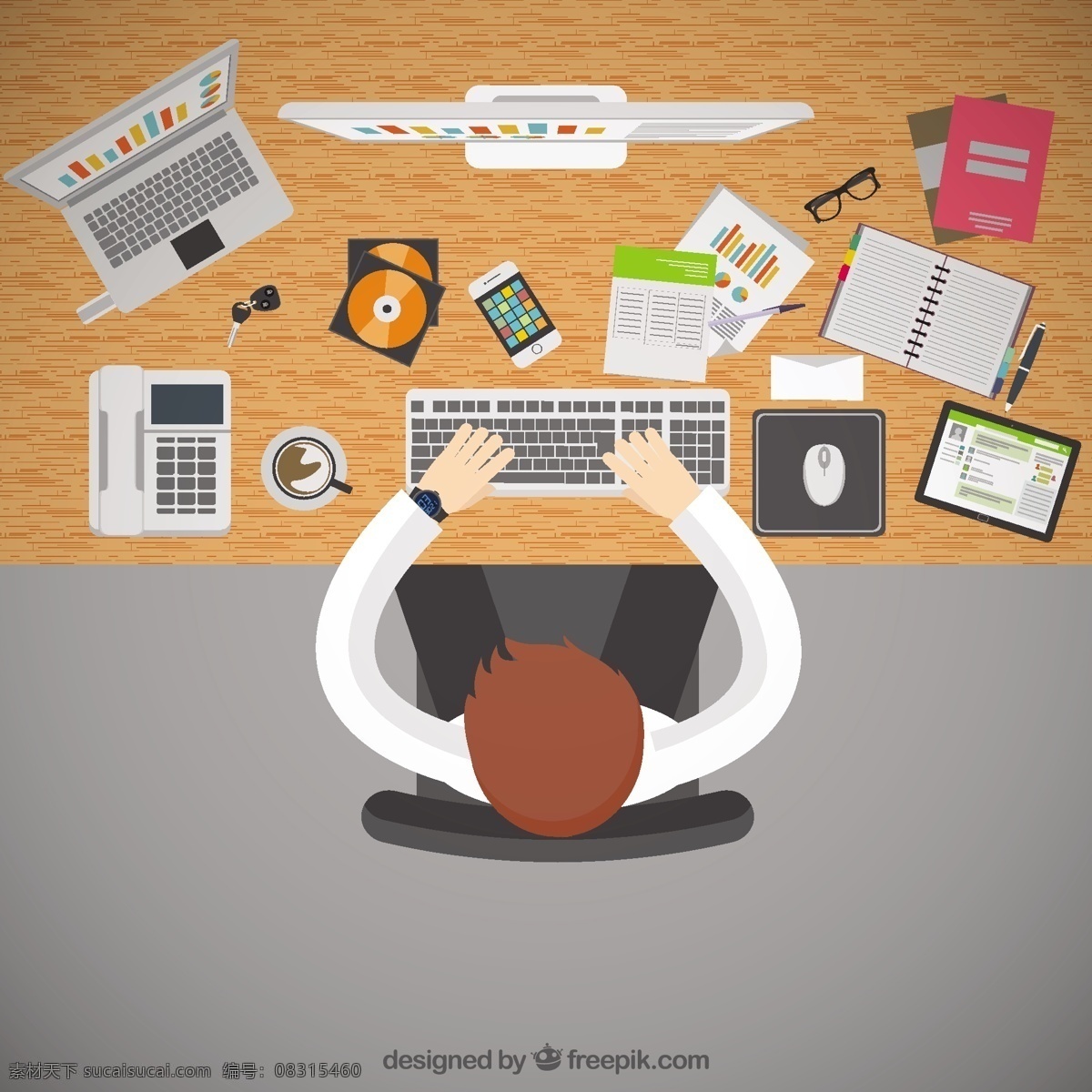 商人 电脑 上 工作 办公室 人 办公桌 桌面 工作场所 灰色