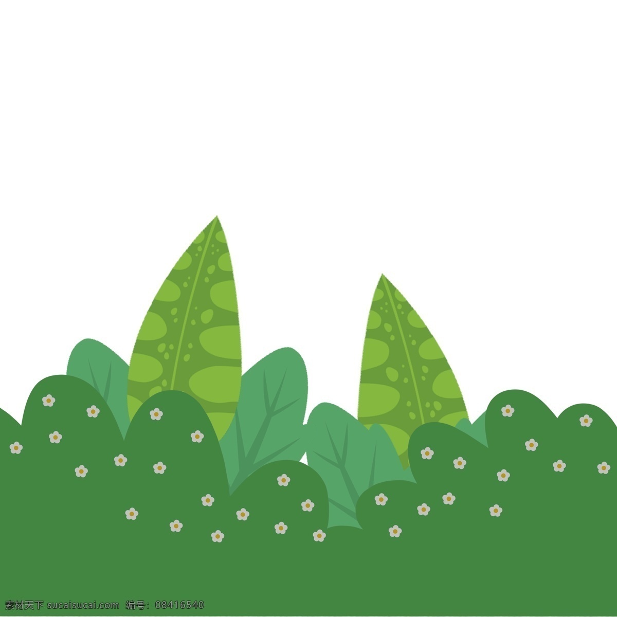绿色植物 草丛 插画 绿色 植物 卡通 彩色 小清新 创意 手绘 绘画元素 现代 简约 装饰 图案