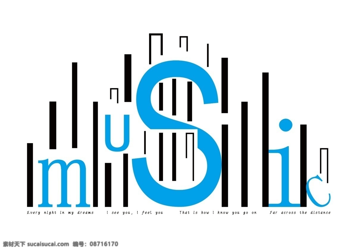 分层 广告设计模板 音符 音乐 英文字母 源文件 字体 字体设计 music 音浪 s 英文字母s 蓝黑白色 矢量图 艺术字