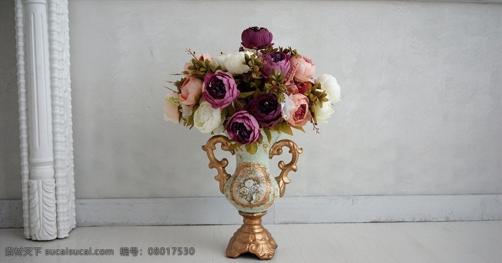复古花 复古花瓶 欧式花 欧式花瓶 皇廷花卉 干花 生活百科 生活素材