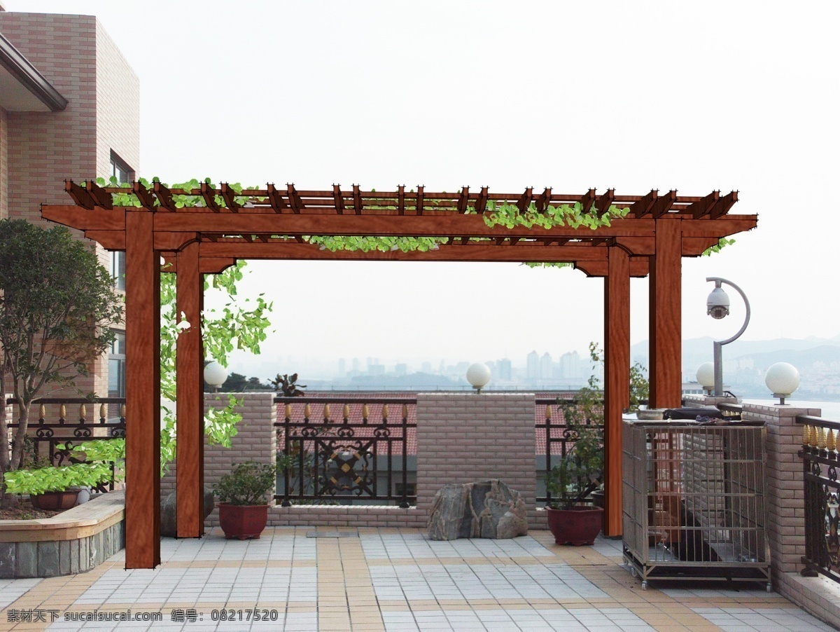 花架 廊架 防腐木 花架景观 木头 景观工程 源文件