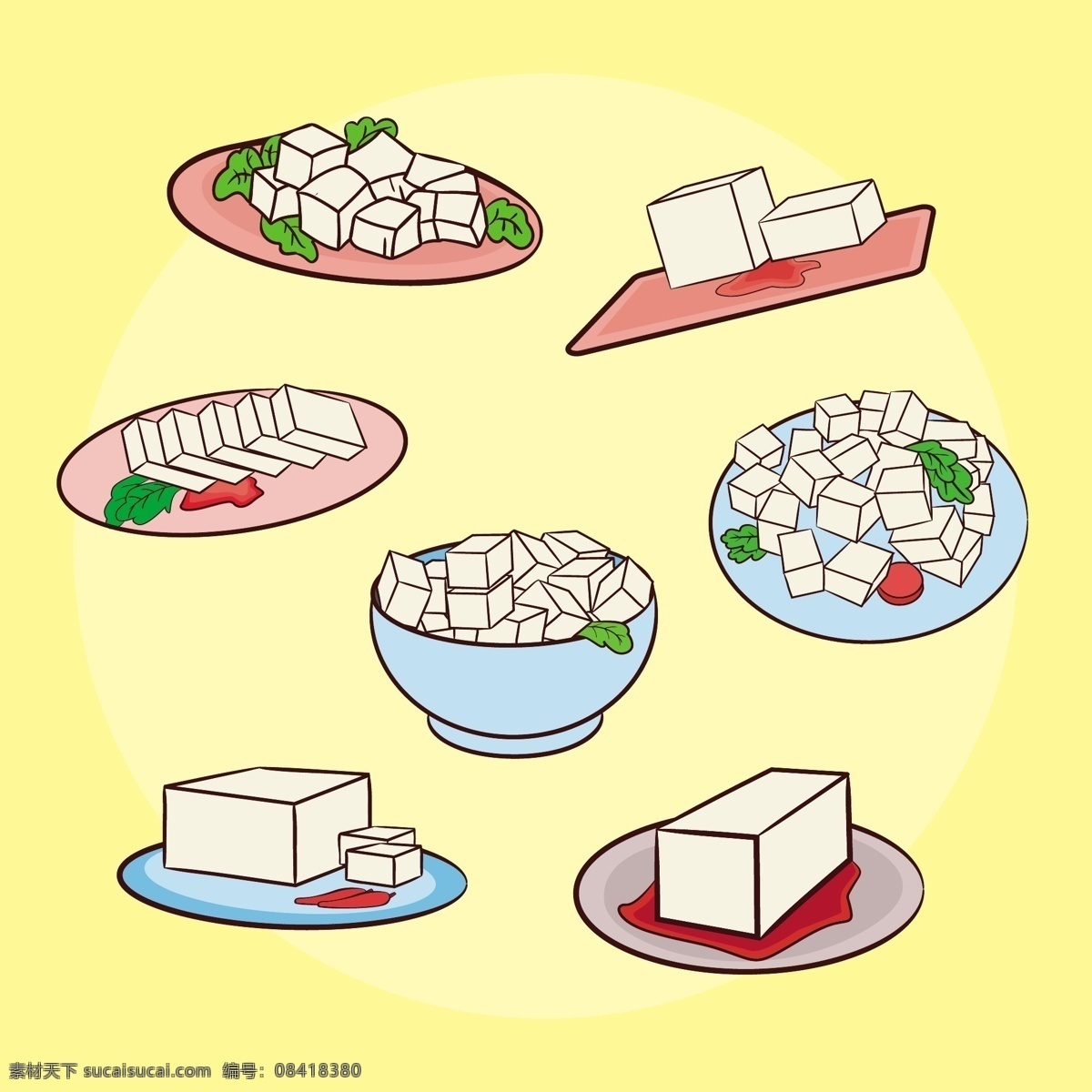 手绘 豆腐 料理 插画 手绘插画 手绘食物 豆腐料理 豆腐切块 豆腐切法 豆腐插画 手绘豆腐 卡通插画 卡通设计