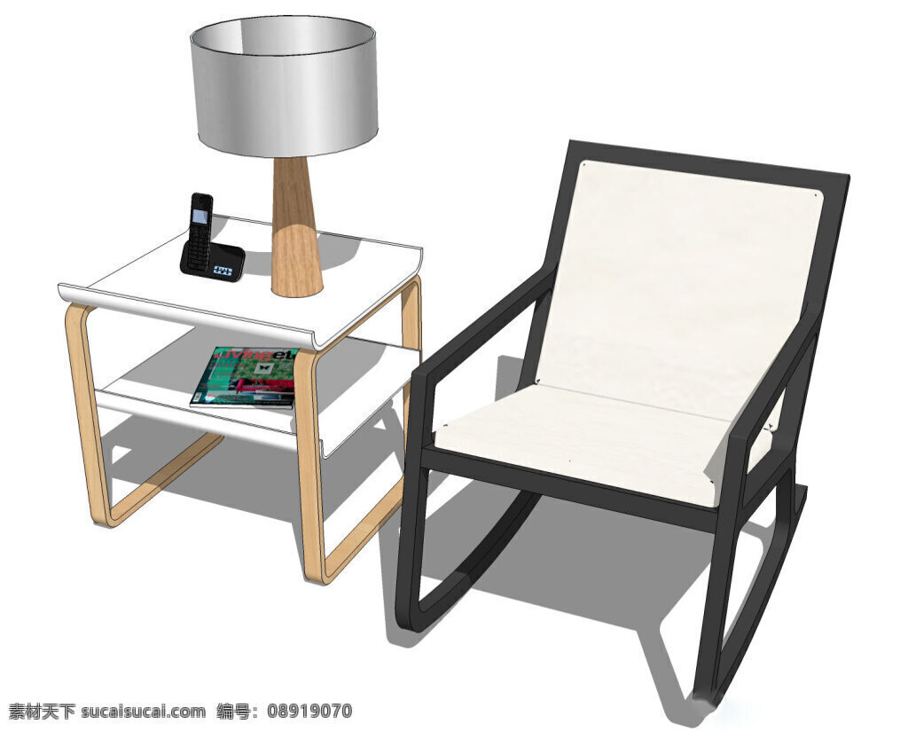 卧室 桌椅 综合 模型 su 效果图 浅色 黑色 银色 3d模型 模型效果图 组合模型 家居效果图