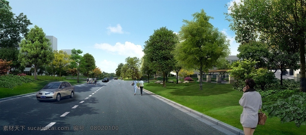 道路绿化 园林 景观 住宅 绿化 配景 环境设计 建筑设计
