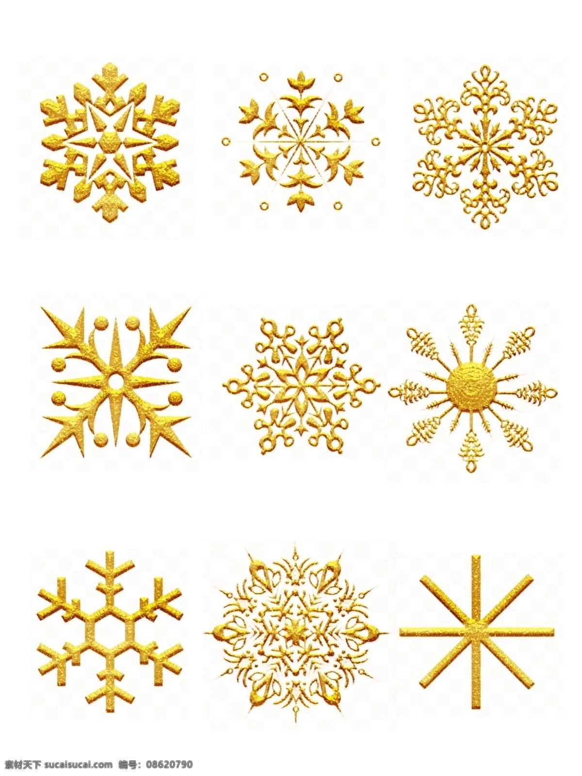 雪花 矢量 图标 金色 新年 冬季 卡通 商用 装饰 图案 冬天