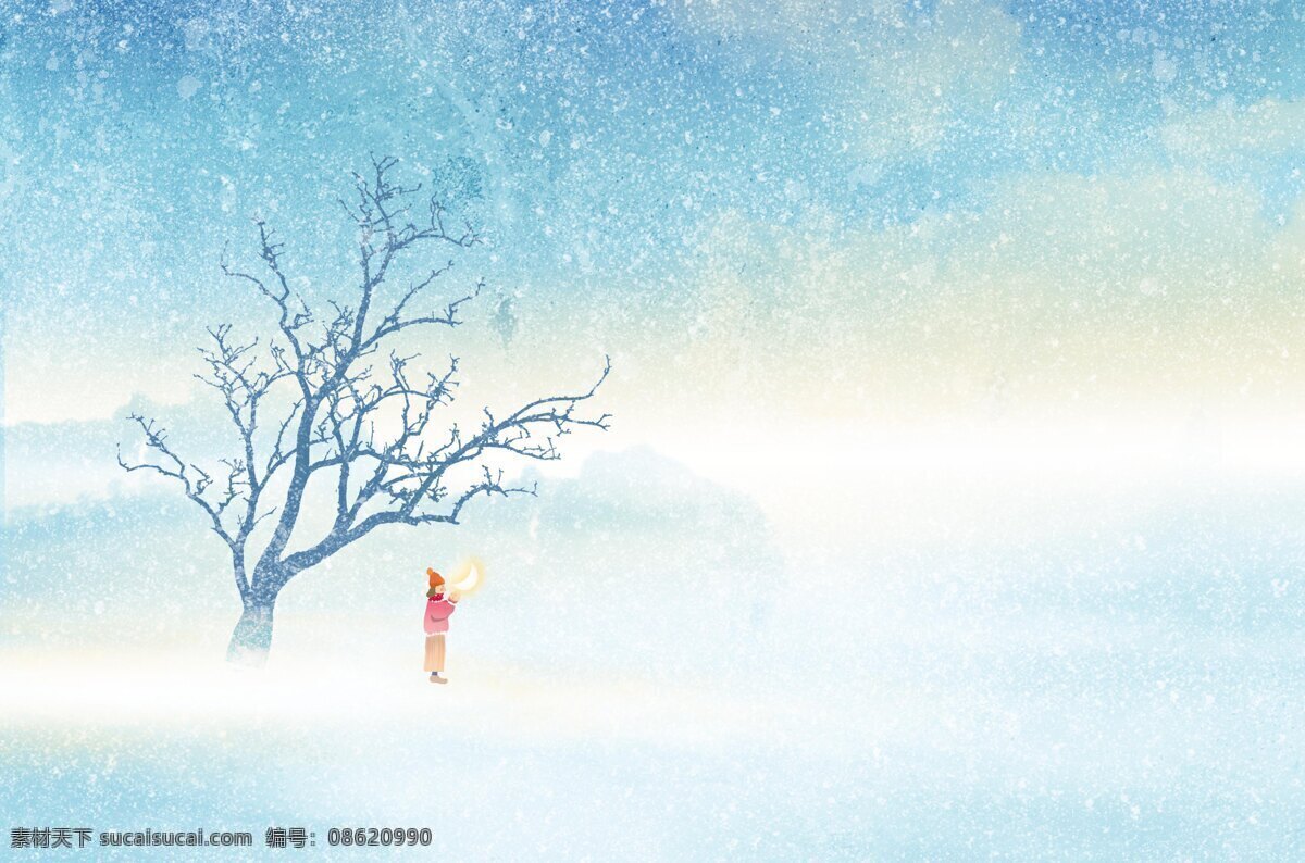 雪景小清新 下雪 星星 背景素材 治愈系 梦幻 梦境 树木 月光 月亮 景色 星空 插画 冬天 手绘 意境 幻想少女 小清新 动漫动画 风景漫画